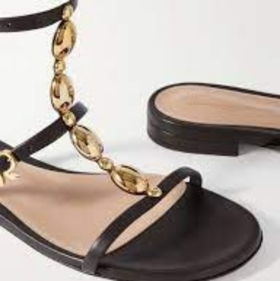 Gianvito Rossi , EU 38,Elegant Black and Gold Women's Sandals - Picture 2 of 6